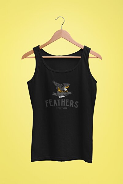 Raf Coll Tricou cu bretele negre de damă cu imprimeu digital