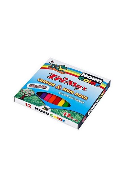 Nova Color Nc-2117 Erasable Jumbo Triangle Candle Pastel Paint 12 Colors