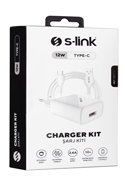 S-LINK Sl-ec40t 5v 2400ma Type-c Kablolu Beyaz Ev Şarj Adaptörü