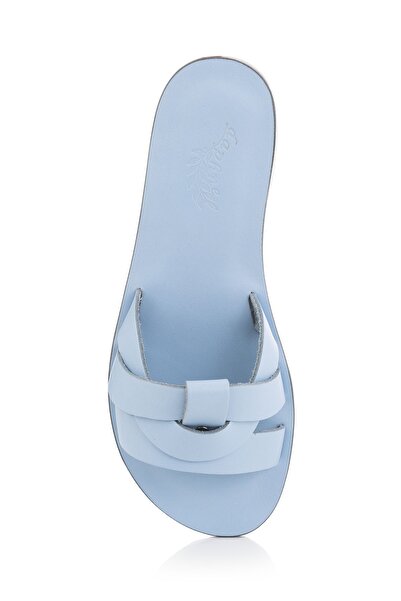 DaphneSandals Ръчно изработени светлосини чехли от естествена кожа KK2116