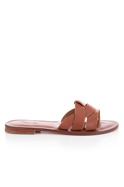 DaphneSandals Handmade Genuine Leather Tan Women's Slippers - Kk2116