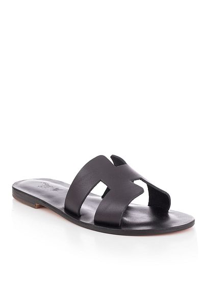 DaphneSandals Χειροποίητες γυναικείες παντόφλες από γνήσιο δέρμα μαύρες - 2108