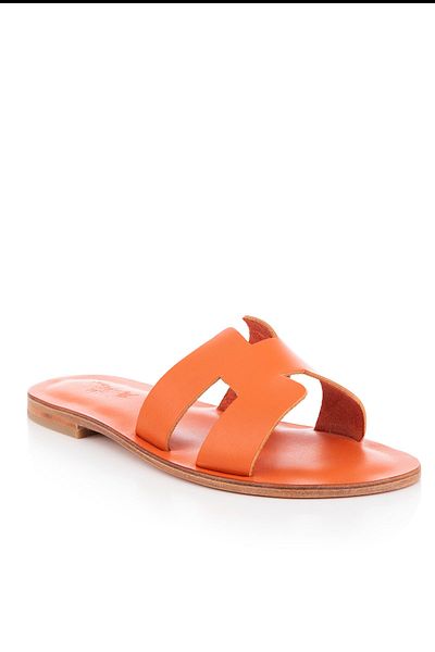 DaphneSandals Handmade Genuine Leather Orange Women's Slippers - 2108