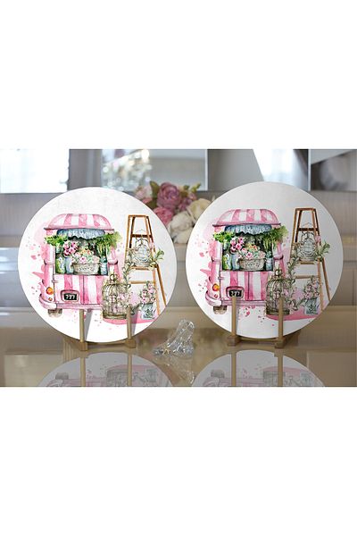 Realhomes 2-Piece Flower Bundles Special Design Digital Printed Decorative Round Charger & Placemat
