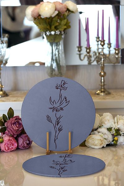 Realhomes 2-Piece Minimalist Special Designed Digital Printed Modern Round Plate & Placemat