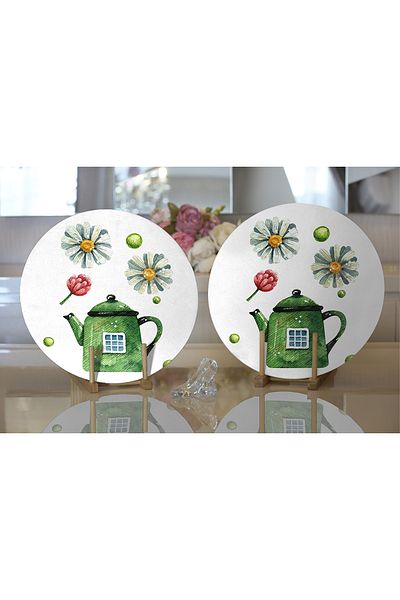 Realhomes 2-Piece Special Design Modern Digital Printed Decorative Round Charger & Placemat