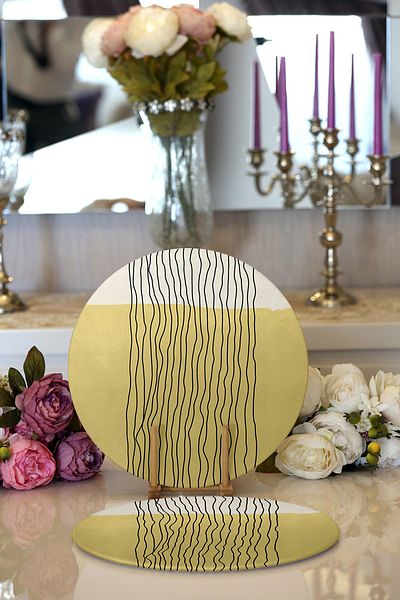 Realhomes 2-Piece Abstract Style Digital Printed with Onedraw Drawing Modern Round Charger & Placemat