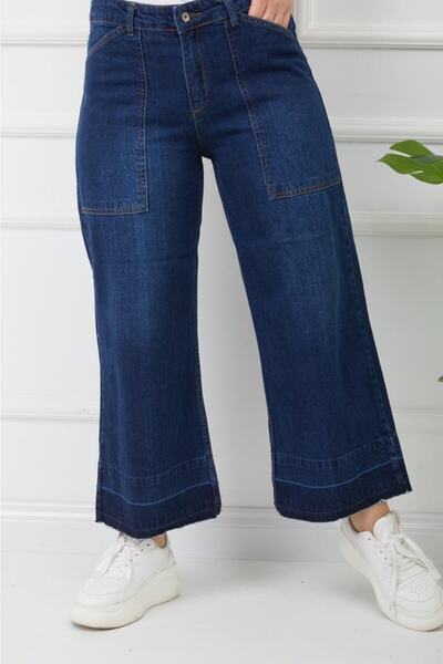 SULTAN BUTİK Kesik Paça Cep Detyalı Kot Pantolon