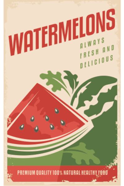 Hayat Poster Αφίσα κουζίνας ρετρό φρέσκο ​​καρπούζι - 18 Ξύλο