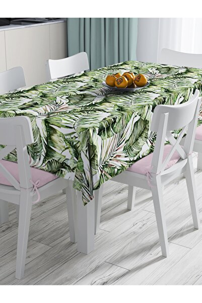 Realhomes Față de masă decorativă imprimată digital cu design cu frunze tropicale verzi