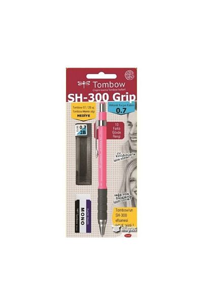 Tombow Sh-300 Grip Mechanical Pencil 0,7 Mm Pink School Set