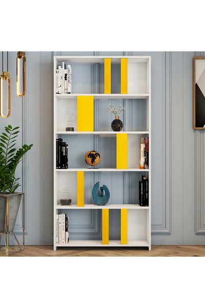 Variant Mobilya Lima Kitaplık - Beyaz / Sarı
