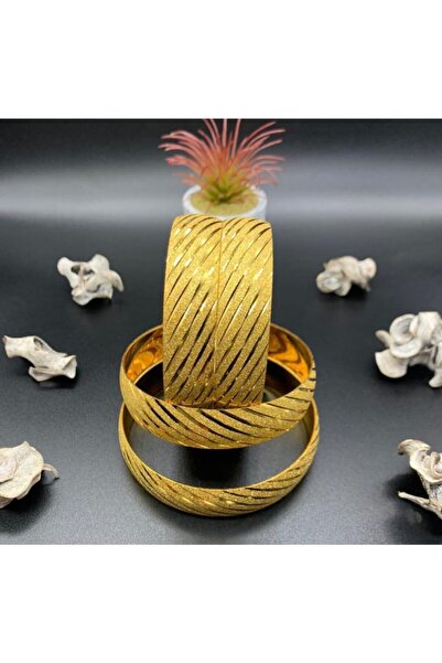 barisiva gold 22 Ayar Altın Kaplama Kadın 1.5 Cm Eninde Bilezik Modeli Adet F...