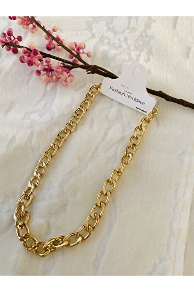 Lotus Aksesuarları Gold Color Thick Chain Necklace