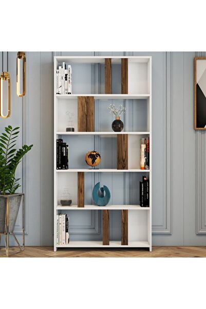 Variant Mobilya Lima Kitaplık - Beyaz / Ceviz