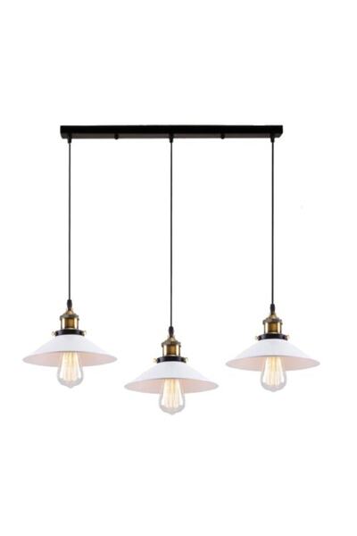 Rsylight Retro Metal Beyaz Sıralı Sarkıt Avize Genişlik:60cm