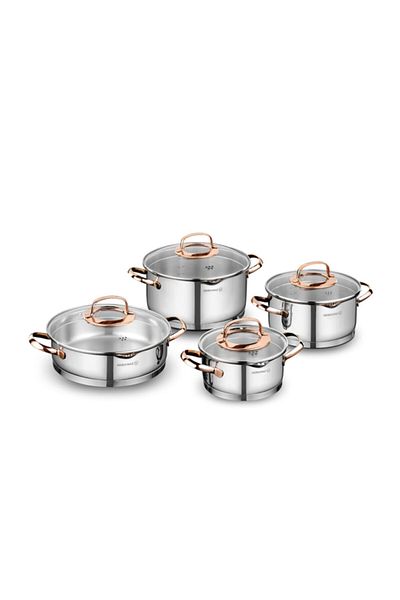 KORKMAZ A1040 Rosanna 8 Piece Steel Pot Set