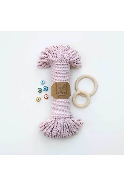 Ritzz 5mm // 3 Twist // Βαμβακερό σχοινί / Ανοιχτό ροζ