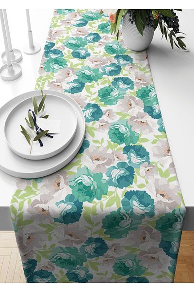 Pilloveland Runner blue Rose Model piele intoarsa Tesut 140*40 Cm Rn0s154