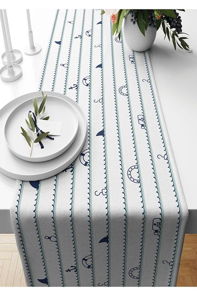 Pilloveland Runner marinar Tesut piele intoarsa cu model 140*40 Cm Rn0s146