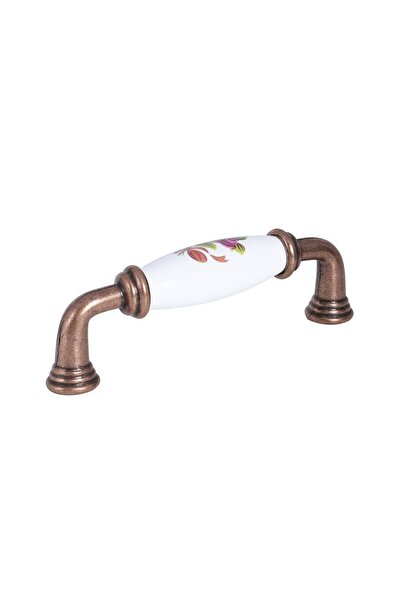 Porcellana Perla Porselen Kulp Dolap Çekmece Mobilya Mutfak Kulbu Yakut 96mm-bakır-beyaz-stk089