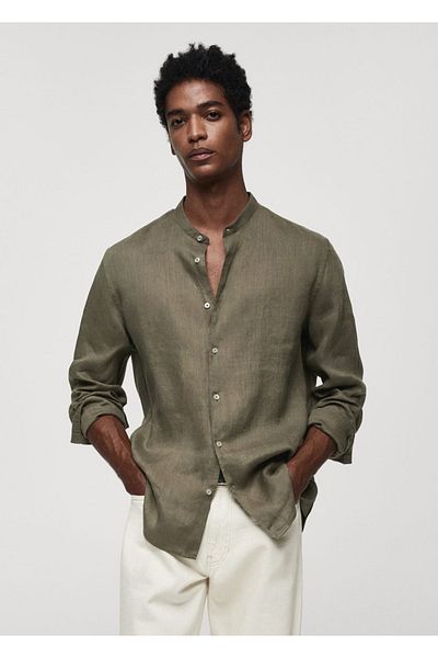 MANGO Man Hemd aus 100 % Leinen mit Richterkragen