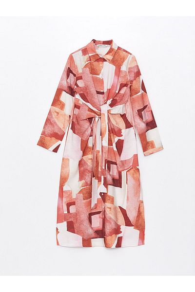 LC Waikiki Patterned Long Sleeve Women's Shirt Dress
