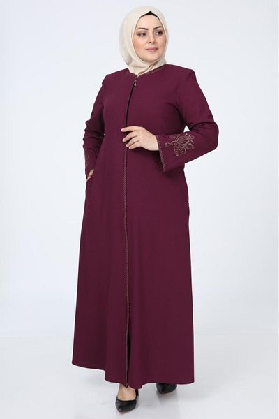 Jamila Embroidered Ferace with Hidden Zipper