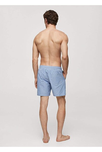 MANGO Man Μαγιό Seersucker υφασμάτινο ριγέ κορδόνι