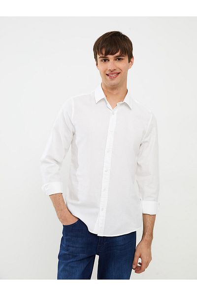 LC Waikiki Cămașă pentru bărbați din gabardină cu mânecă lungă, slim fit