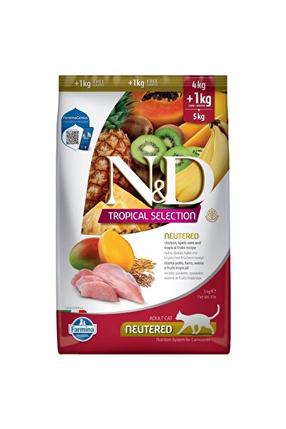 N&D Nd tropical selection kısır kedi (4+1)5kg tavuk etli tropikal meyveli kısırlaştırılmış kedi maması