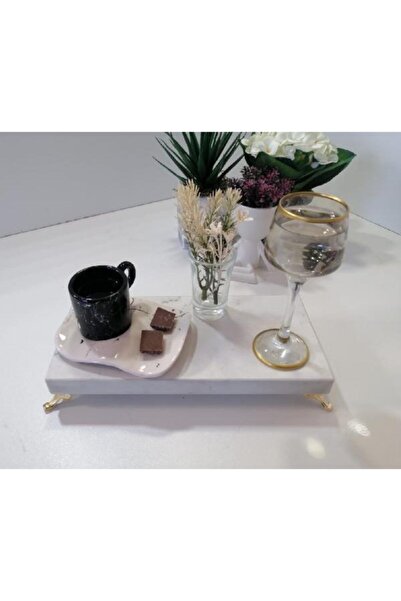 Başakmarble Quartz Marble Presentation Rack with Gold Feet (25X12 CM)