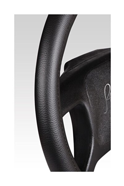 Fox Geçmeli Direksiyon Kılıfı Kokusuz 38 cm Siyah Lux Suni Deri Siyah Düz