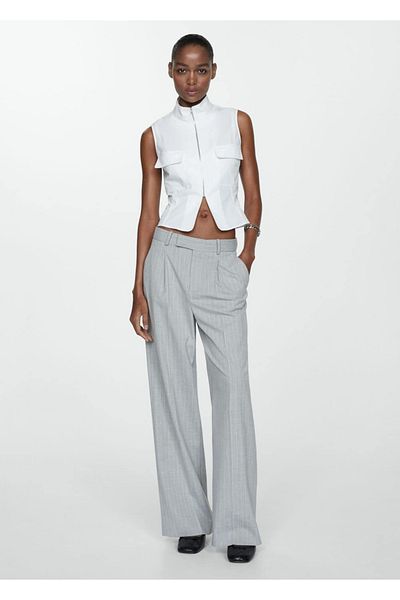 MANGO Woman Cloth pants with fine lines