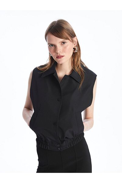 LC Waikiki Women's Shirt Collar Plain Vest
