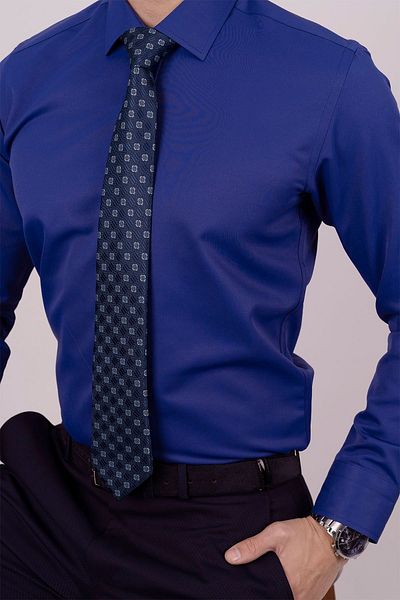 Etikmen Krawattenset mit Muster „Parliament Blue“, Marineblau und Orange, in Geschenkbox