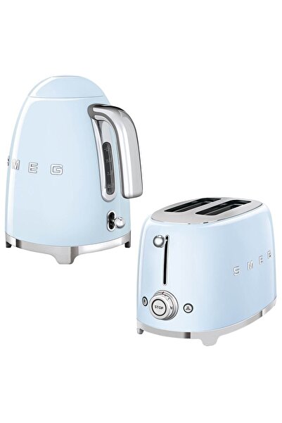 SMEG Pastel Mavi Kettle +1x2 Ekmek Kızartma Makinesi Seti