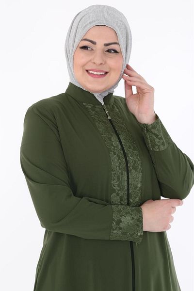 Jamila حرير المدينة المنورة - حرير نسائي مزين بالدانتيل وسحاب