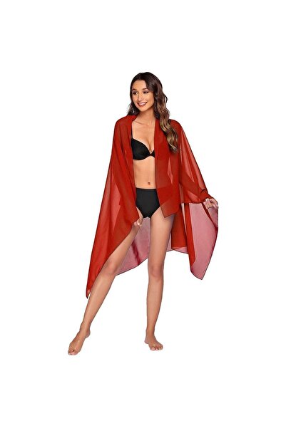 Star Kırmızı Uzun Pareo Kadın Plaj Elbisesi Yeni Sezon