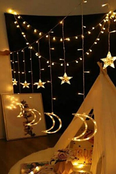 Genel Markalar Ay Yıldızlı Perde Led Hilal Sarkaç Şerit Lamba 2.5 M