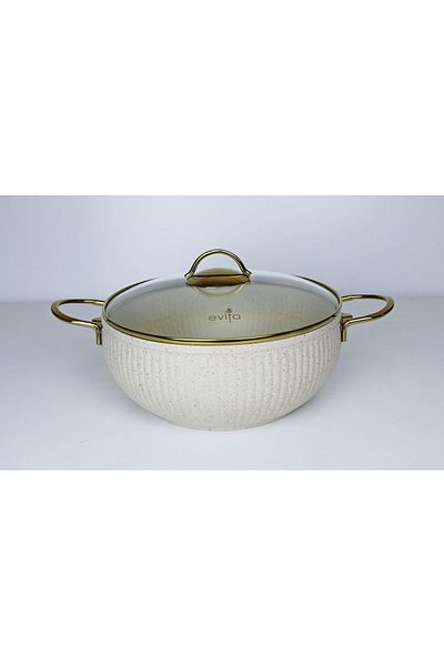 Evita Oyster Gold Granite 26 Cm Deep Pot Ivory