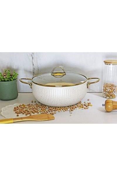 Evita Oyster Gold Granite 26 Cm Deep Pot Ivory