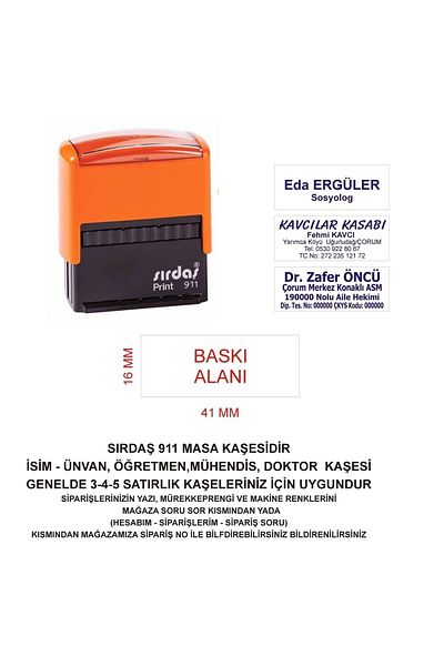 Sırdaş 911 Name Title Basin - Orange Machine