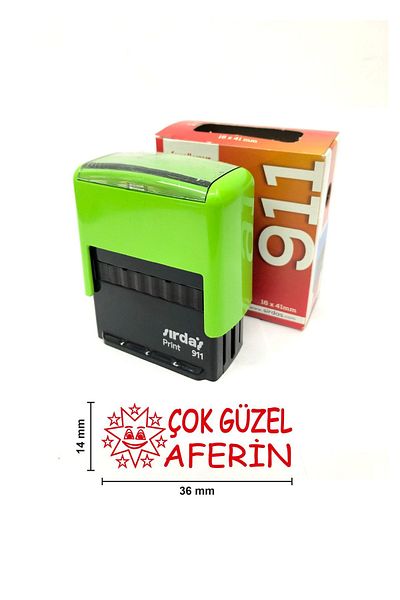 Sırdaş Teacher's Stamp Very Nice Well Done 911 (36X14 mm) Automatic Stamp with Red Felt