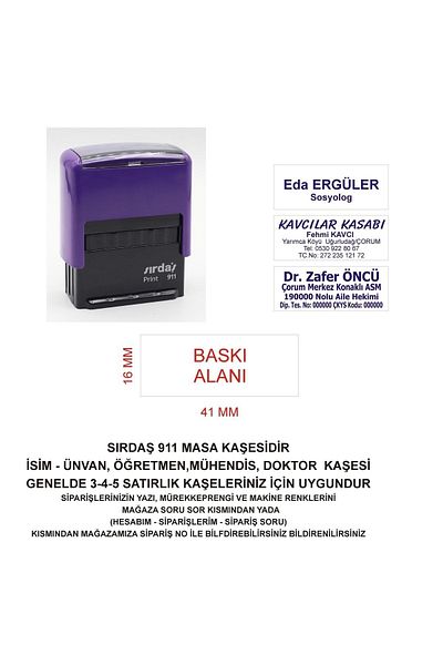 Sırdaş 911 Name Title Stamp -mor Makina