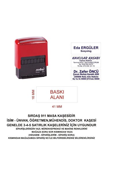 Sırdaş 911 Isim Ünvan Kaşesi -kırmızı Makina