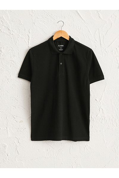LC Waikiki Men's Black T-Shirt Polo Collar Short Sleeve Basic Pike from Your Fashion Style