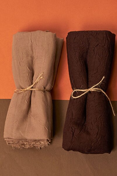 Organic Scarfs Tesettür Hijab Kadın Bambu Kraş Şal Modeli-2'li Set