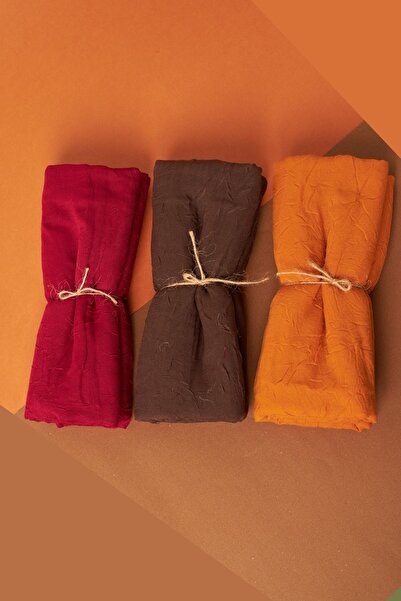 Organic Scarfs Tesettür Hijab Kadın Bambu Kraş Şal Modeli-3'lü Set