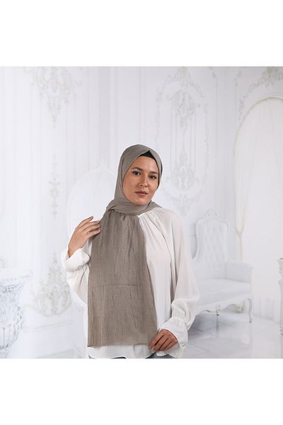 SpecialScarf Hijab Fashion BAMBOO CRASH SHWAL LIGHT GRAY COLOR